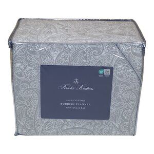 Brooks Brothers 100% Cotton Turkish Flannel Twin Sheet Set
